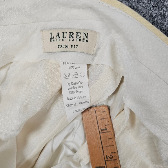 Lauren Ralph Lauren Mens Linen Trim Fit Dress Pants‎ Size 38x30 Yellow - Picture 3 of 6